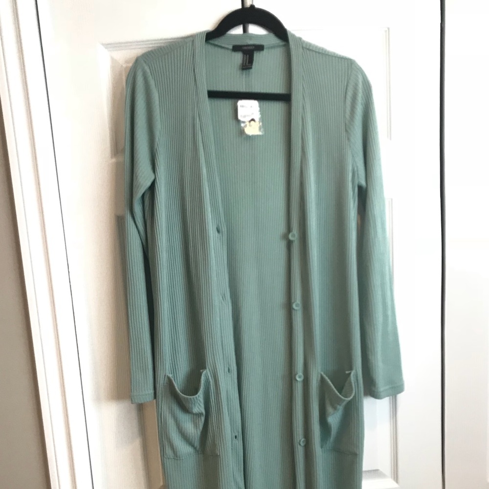 Light blue/turquoise Long cardigan Forever 21 sz m